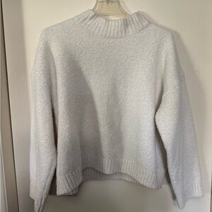 Elegant White Women's Turtleneck Sweater fuzzy cozy fall sweater